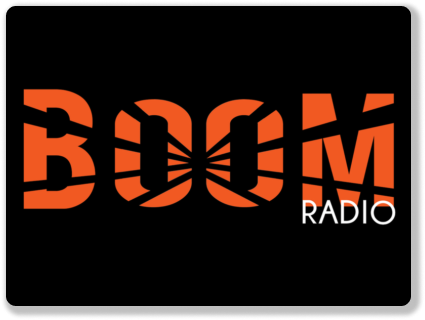 Boom Radio logo on a black background 